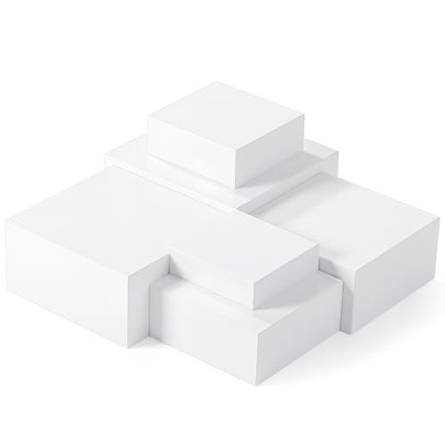 Geelin 6 Pack Acrylic Risers for Display Acrylic Cube Boxes Risers Display Stands with Hollow Bottoms Decorative Stand for Jewelry Candy Table Decor 6 Sizes(White,7 to 12 Inch,Square) - color: White, size: 7 to 12 Inch, style: Square