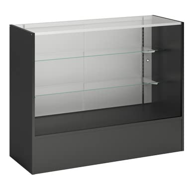 Only Hangers Full Vision Display Showcase with LED Lights, 72" Wide or 48" Wide- Available in Black, Maple, and White (Black with LED Lights, 48") - color: Black With Led Lights, size: 48"