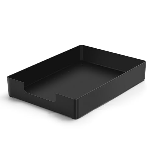 Letter-Size Tray Desk Letter Tray Paper Tray, Sturdy Heavy-Duty Plastic Printer Paper Tray, Single-Tier Stackable File Storage Organizer for Office Home (Black) - color: Black