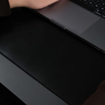 Jersey Genuine Calfskin Leather Desk Pad, Office Desk Mat with Non-Slip Bottom, Smooth Surface for Mouse & Keyboard, Desk Protector (36x19 inches) (Black) - color: Black