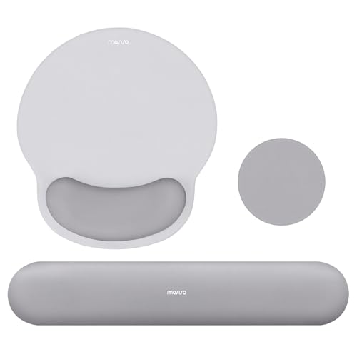 MOSISO Wrist Rest Support for Mouse Pad&Keyboard Set, Circle Curved Ergonomic Mousepad&Coaster Non-Slip Base Home/Office Pain Relief&Easy Typing Pad with Soft Cloth&Silicone Lining, Gray - color: Gray