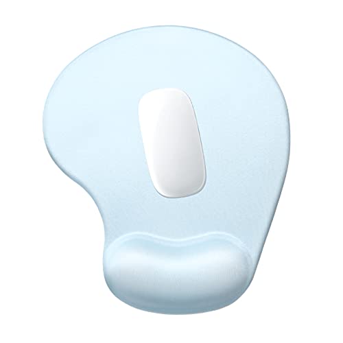 Hsurbtra Ergonomic Mouse Pad with Wrist Rest Support, Gel Mouse Pads with Non-Slip PU Base, Pain Relief Memory Foam Computer Mat, Cute Office Supplies Desk Decro Accessories, Sky Blue - color: Sky Blue, size: Normal