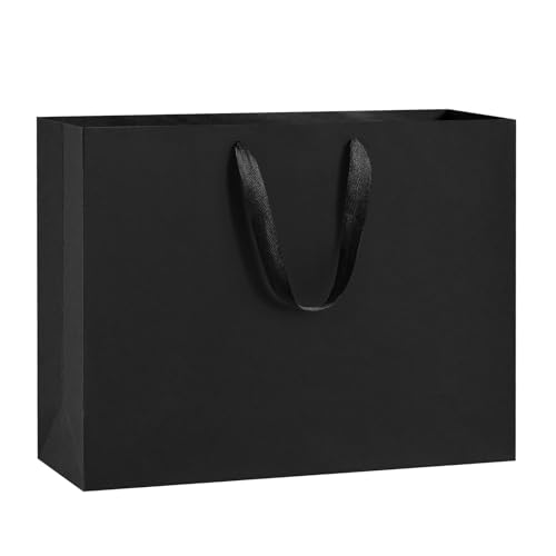 BagDream 16x6x12 Inch 6pcs Large Black Gift Bags with Handles Matte Black Paper Bags For Men's Gift, Birthday Party Favors, Wedding, Shopping, Business, Father's Day - color: Black, size: 1 count (Pack of 6)