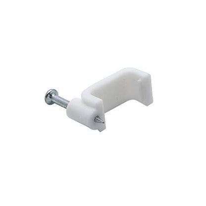200pcs 14mm Flat Ethernet Cable Wire Clips Single Coaxial Cable Clamps with Nail for Cable Management(White) - color: White, size: 0.55“/14mm,200pcs