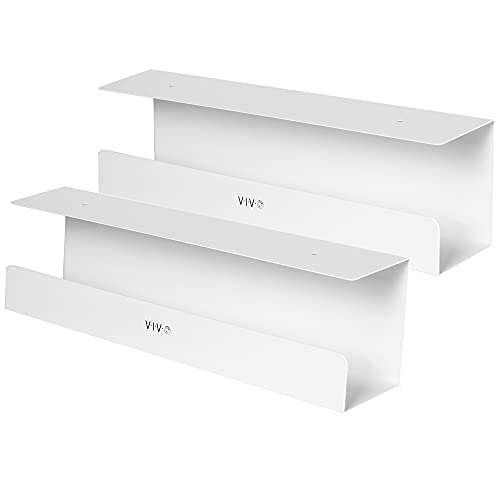 VIVO 2 Pack White 17 inch Under Desk Cable Management Tray, DESK-AC06-2CW | Set of 2, Low Profile Power Strip Holder, Cord Organizer, Wire Tamer Steel Cable Rack for Office and Home, Holds 11 lbs each - color: White, size: Standard