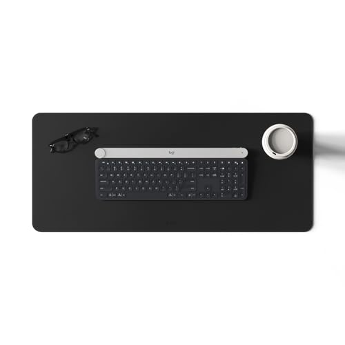 POUT TekDec Mat – Vegan Leather Desk Pad (31.5×13.4in / 80×34cm), Water-Resistant Surface, Anti-Slip Base, Scratch & Heat Protection, Multi-Functional Writing & Mouse Pad – Danish Black - color: Danish Black