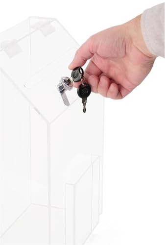 Displays2go Locking Clear Acrylic Suggestion Box with 1 Front Pocket (SMPP1PKCLE)