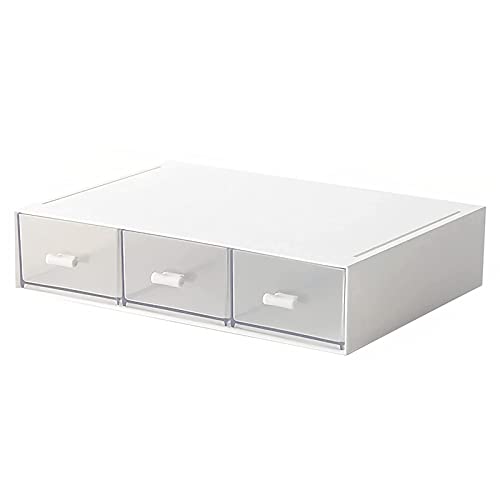 Desk Organizer-Stackable Storage Drawers, Plastic Compact Desk Storage Box Perfect for Collection Small Item/Cosmetic Office Organizer - 3 drawers (White) - size: 9*6.5*2inch - 3 Compartment
