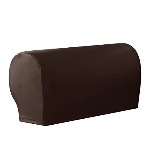 vctops Waterproof Faux Pu Leather Armrest Covers Vintage Stretch Arm Covers for Chairs Couch Sofa Armchair Slipcovers for Recliner Sofa 2pcs, Dark Coffee - color: Dark Coffee