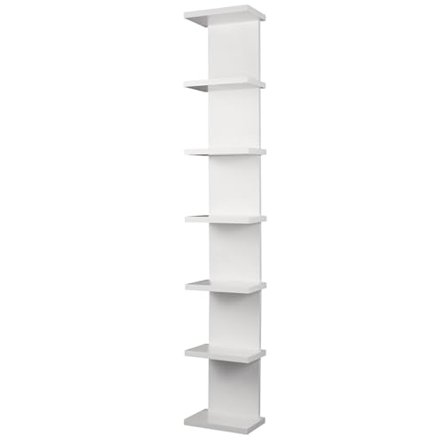 7-Tier Wall Shelf Unit - Compact Display Floating Shelves,Lack Floating Shelf, Vertical Column Wall Decor Mount Float Storage Organizer Tall Tower Shelves for Bedrooms, Living Rooms