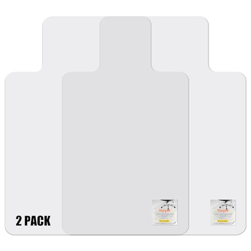 Kuyal 2 Pack 1/5" Thick Office Chair Mat, 45" x53" with Lip Heavy Duty Hard Computer Chair Mat, Under Desk Protector Carpeted Floors Mats, Can be Used on Carpet or Hard Floor, Ship Flat - size: 45" x 53" x 1/5" With Lip