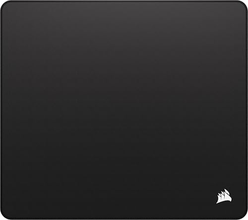 Corsair MM Anti-Fray Cloth Gaming Mouse Pad – Large (450 x 400mm), Precision Micro-Woven Surface, Non-Slip Natural Rubber Base, Stitched Edges – Black - color: Black, size: 17.7L x 15.8W inches