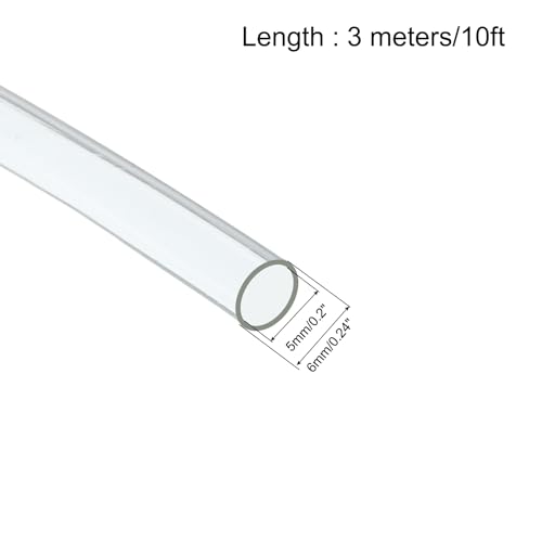 UXCELL Clear PVC Tube Harness Tubing, 3/16-inch(5mm) ID, 10ft Sleeve for Wire Sheathing Protection - color: Clear, size: 5mm