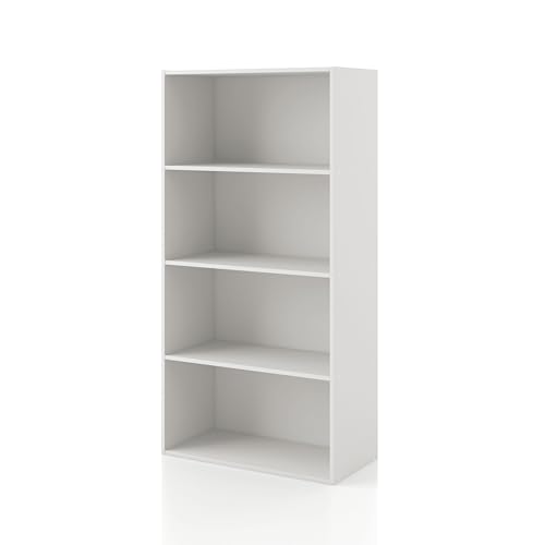 Homes: Inside + Out Apexa 4-Tier Cube Storage Organizer Shelves, Stackable Wood Bookcase Fits Cubby Bins for Organization, Dorm Teen Room Decor & Home Office, White - color: White, size: 4-tier