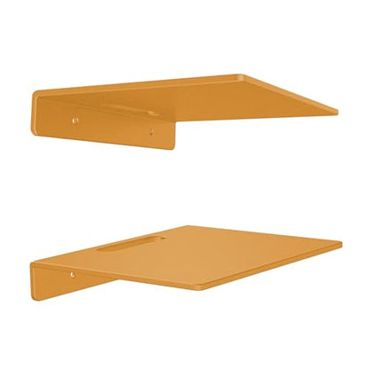 Small Floating Shelf –3mm Thick, 6.5 inch, Wall Shelf, Metal Floating Shelves for Echo, Cameras, Small Speaker, Wall Shelves for Bathroom, Living Room, Bedroom (Gold 1pcs) - color: Gold 1pcs