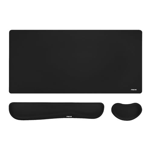 MOSISO Keyboard Mouse Pad Set, Gaming Mouse Pad&Keyboard Wrist Rest&Wrist Rest, Ergonomic Wristrests with Memory Foam Home Office Easy Typing Cushion Non-Slip Mousepad, Black - color: Black