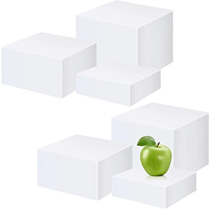 Tuanse 6 Pcs Buffet Risers, Food Risers for Buffet Table, Display Stand for Catering Dessert Collectibles Jewelry Figures Show, 5 Sided Acrylic Cube Display Organizer Acrylic Cube Boxes(White) - color: White