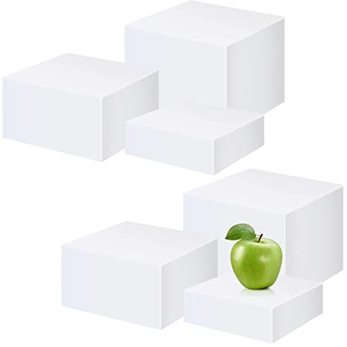 Tuanse 6 Pcs Buffet Risers, Food Risers for Buffet Table, Display Stand for Catering Dessert Collectibles Jewelry Figures Show, 5 Sided Acrylic Cube Display Organizer Acrylic Cube Boxes(White) - color: White