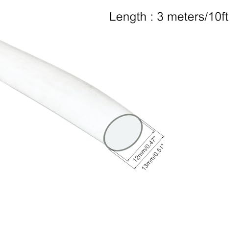 UXCell Clear PVC Tube Wire Harness Tubing, 1/2-inch(12mm) ID 10ft Sleeve for Wire Sheathing Protection - color: Clear, size: 12mm