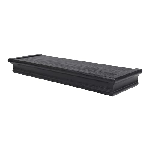 HIGH & MIGHTY 515655 Decorative 18" Floating Shelf Holds up to 15lbs, Easy Tool-Free Dry Wall Installation, Beveled, eCommerce Packaging, Black - color: Black, style: Beveled & eCommerce Packaging
