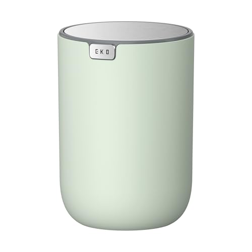 EKO Fandy 0.4 Gal/1.5L Mini Tabletop Trash Bin with Swing-Lid, Desktop Trash Can for Bathroom Countertop, Vanity, Coffee or Office, Small Garbage Bin (Sage) - color: Sage, size: 1.5 Liters