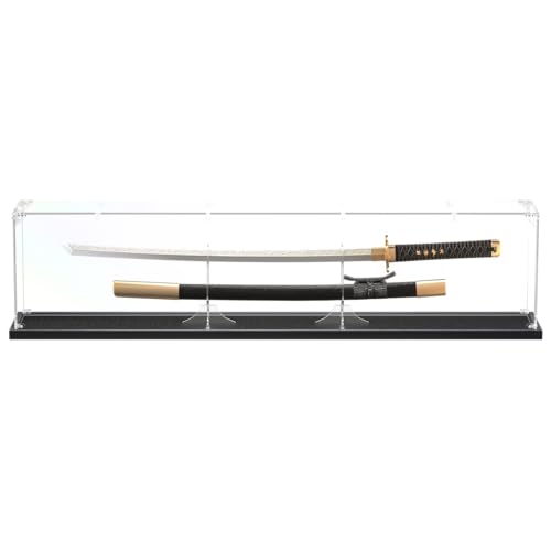 Acrylic Sword Display Case, 45" Clear Dustproof Box for Katana, Long Sword, Lightsaber, Samurai & Medieval Collectibles, Large Tabletop Box with Acrylic Stand (45*6*10) inch