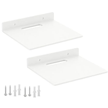 Small Floating Shelf –3mm Thick, 6.5 inch, Wall Shelf, Metal Floating Shelves for Echo, Cameras, Small Speaker, Wall Shelves for Bathroom, Living Room, Bedroom (White 2pcs) - color: White 2pcs