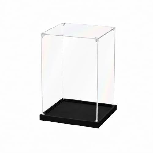 JUJOMAT Acrylic Display Case for Collectibles Clear Acrylic Display Box for Lego Action Figures Doll Hobby, Dustproof Stackable Storage Case, Assembly Required, Black Base (8 x 8 x 12 inches) - color: Black, size: 8 x 8 x 12 inches
