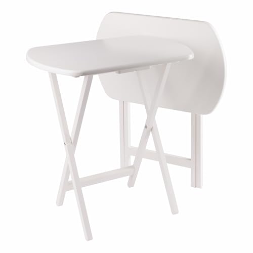 Winsome Corbett Set of 2 Oversized Foldable Snack Tables, Easy to Store Portable Fold Up Table Set for Kitchen, Living Room TV Dining, Crafts, Puzzles, Work from Home - color: White