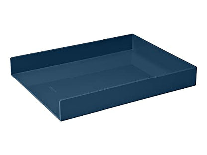 Poppin Stackable Front Loading Letter Tray, Blue, Rectangular - color: Slate Blue, size: 12.5" x 9.8" x 1.8"