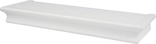 HIGH & MIGHTY 515604-HSU Decorative 18" Floating Shelf Holds up to 15lbs, Easy Tool-Free Dry Wall Installation, Beveled, Retail Pack of 2, White - color: White, style: Beveled & Retail Pack of 2