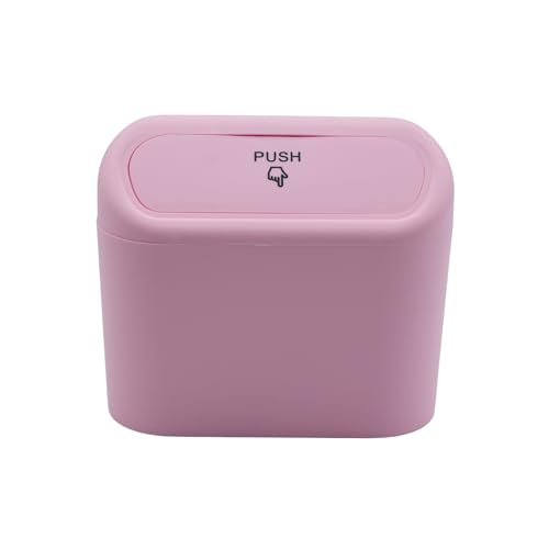 mg mega oto market Car Trash Can with Lid Mini Trash Can | Auto Dustbin Garbage Organizer | Car Accessories for Interior, Garbage Bin for Home, Office | Essential Multi-Purpose (Pink) - color: Pink