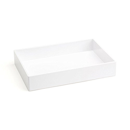 Poppin Stackable Medium Accessory Tray - Modular Lacquer Desk Trays for Office Organization, Color-Coordinated Office Supplies for Desk, Paper Trays (White, Medium Accessory) - color: White, size: 9.8" x 6.8" x 1.8"