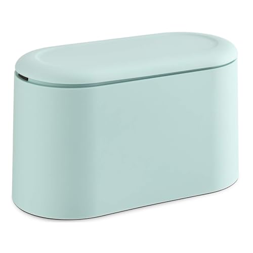 SUBEKYU 0.5 Gal Mini Countertop Trash Can with Lid for Desktop, Small Garbage Can for Office, Tiny Wastebasket, Plastic, Light Green - color: Light Green 0.5 Gal with Lid