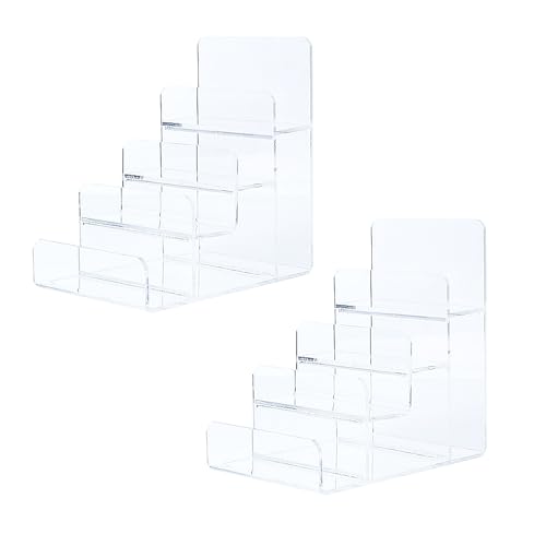 Acrylic Wallet Display Stand Purse Handbag Organizer, Clear Jewelry Riser Display Stand Purse Display Rack, Acrylic Display Shelf for Cosmetic Perfume Jewelry Sunglasses Handbag (2 PCS-4 Tier) - size: 2 PCS-4 Tier
