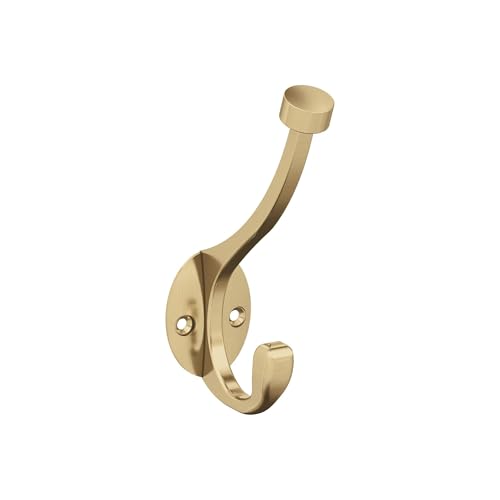 Amerock H55465BBZ | Adare Double Prong Decorative Wall Hook | Golden Champagne Hook for Coats, Hats, Backpacks, Bags | Hooks for Bathroom, Bedroom, Closet, Entryway, Laundry Room, Office - color: Golden Champagne