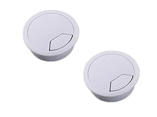 2pcs 2 inch Desk Wire Cord Cable Grommets Hole Cover for Office PC Desk Cable Cord Organizer Plastic Cover Black (White-2Pcs) - color: White-2Pcs