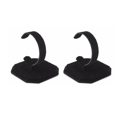 2Pcs Black Velvet Single Watch Display Stand Jewelry Showcase Holder | Fixed metal velvet display rack stores wristwatches and assorted small jewelry for retail counters and home cabinet storage