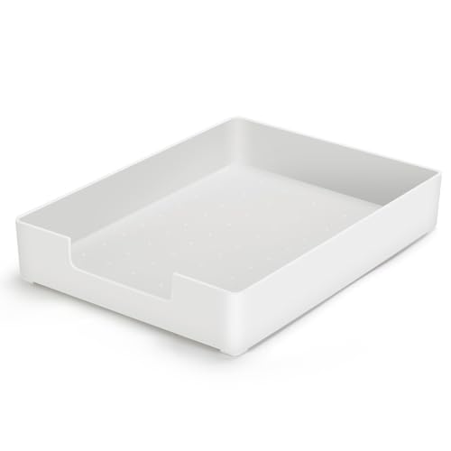 Letter-Size Tray Desk Letter Tray Paper Tray, Sturdy Heavy-Duty Plastic Printer Paper Tray, Single-Tier Stackable File Storage Organizer for Office Home (White) - color: White