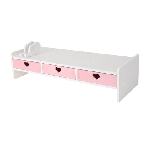 Cute Monitor Stand Kawaii Desk Organizer Cute Desk Organizer with Drawers Monitor Riser Computer Stand