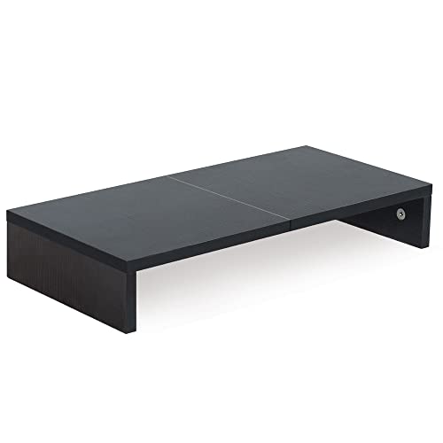 TEAMIX 20 Inch Monitor Stand Riser, Black Desktop Stand for PC/TV/Laptop/Printer, Wood Monitor Riser with Storage, Computer Stand Keyboard Organizer - color: Black, size: 20 inch