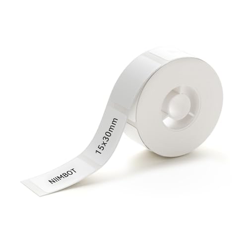 NIIMBOT Label Maker Tape for D11/D110/D101 Label Maker, 15 x 30 mm (0.59'' x 1.18'') for Home Office Labeling Tape Replacement, White - color: 15mmx30mm-white