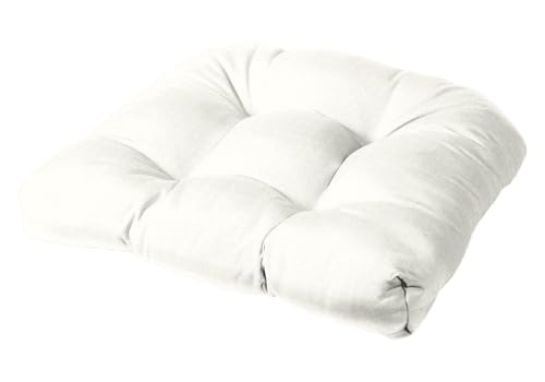 Cushion Source Tufted Chair Cushion | Rounded Back Corners | 21" x 19" x 4" Seat Cushion | No Ties | Indoor/Outdoor | Multiple Sunbrella Fabric Options Available (Sunbrella Canvas White) - color: Sunbrella Canvas White