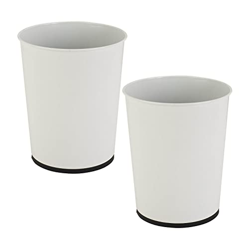 Bath Bliss 5 Liter Small Wastebasket | 2 Pack | Round Open Top | Trash Can | Bathroom | Bedroom | Kitchen | Office | Dorm | Disposal Waste Bin | Garbage | White - color: White, size: 2 Pack