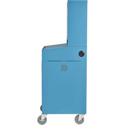 Global Industrial Mobile Security LCD Computer Cabinet Enclosure, Blue | For 24" Diagonal Monitors, Steel Construction, Powder Coat Finish, 24-1/2"W x 22-1/2"D x 62-3/4"H, Unassembled - color: Blue