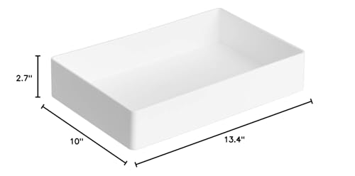 Amazon Basics Rectangular Plastic Desk Organizer Bundle, 3 Pieces Letter Tray and Accessory Tray for Office Supplies, Document Organization, Workspace Storage, 10 x 13.4 inches, White