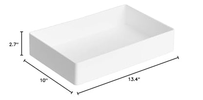 Amazon Basics Rectangular Plastic Desk Organizer Bundle, 3 Pieces Letter Tray and Accessory Tray for Office Supplies, Document Organization, Workspace Storage, 10 x 13.4 inches, White