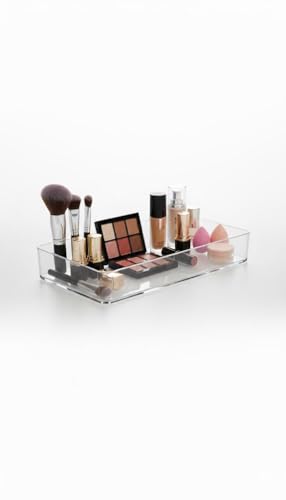 primebox Plastic Clear Acrylic Drawer Organizers. Bathroom, Kitchen, Bedroom, Utensils, Office Organizer Bins, Storage Trays. Heavy Duty, Stackable. 12" x 6" x 2" Set of 6 - size: 12" x 6" x 2"