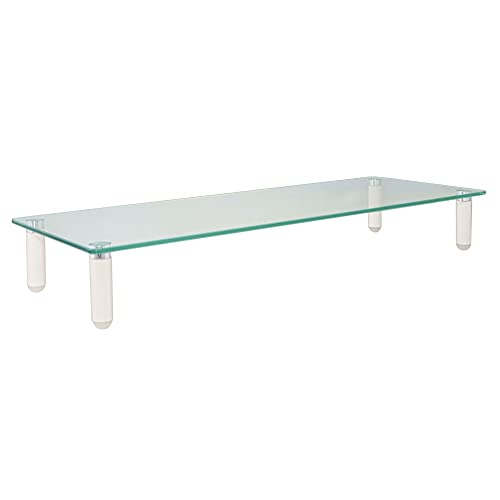 Kantek Glass Monitor Riser with 5mm Tempered Glass Platform and 40-Pound Capacity, 22-Inch W x 8.25-Inch D x 3.25-Inch H, Clear Glass (MS370) - size: Wide