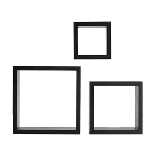 MELANNCO Floating Wall Square Cube Shelves for Bedroom, Living Room, Bathroom, Kitchen - Wood, Set of 3, Black - color: Black, size: Set of 3